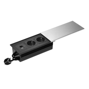 GNIAZDO MEBLOWE PODWÓJNE ORNO OR-GM-9043(GS)/G KABEL 1,8m 2x USB SCHUKO